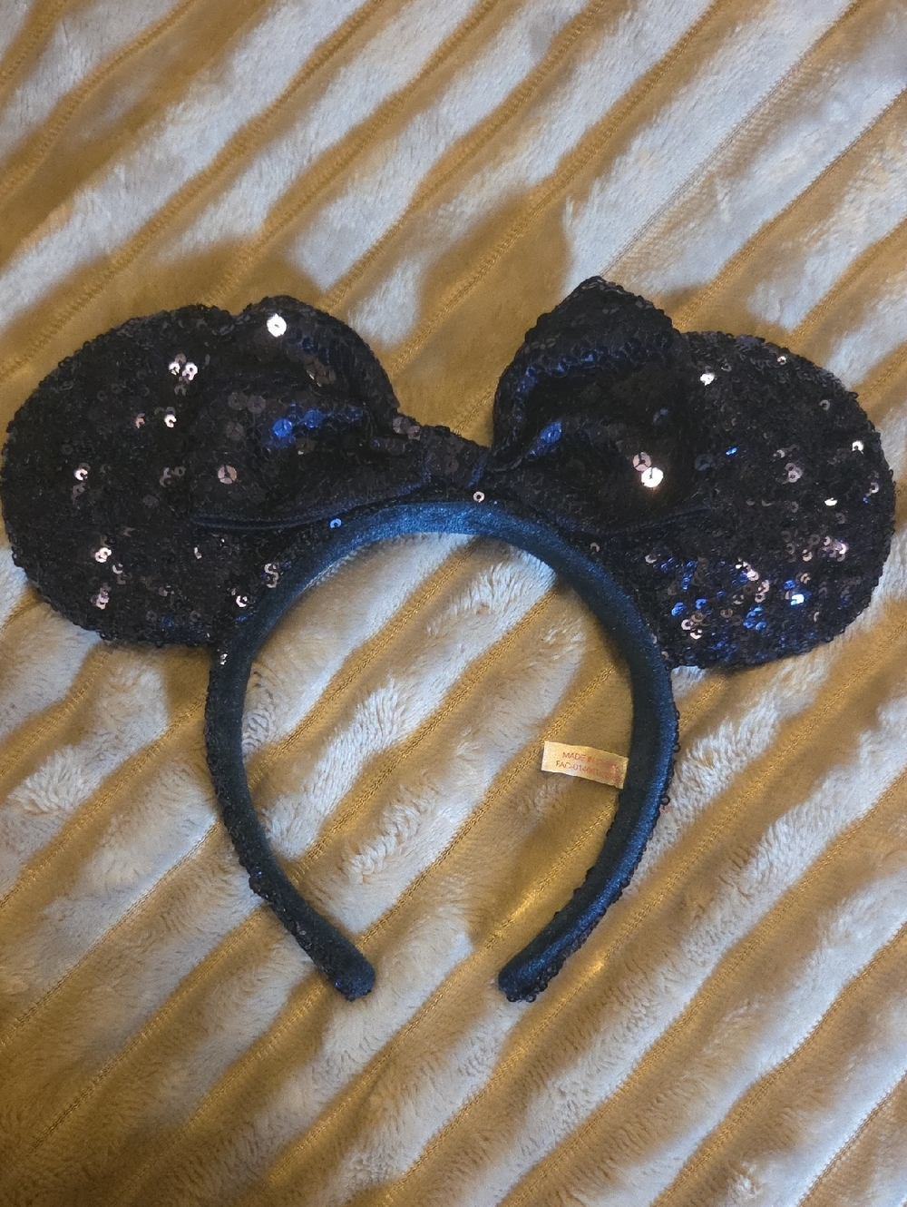 Tokyo Disney Navy Sequins Ear Headband with Bow